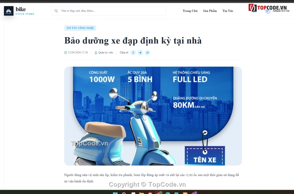 website,bán website,web bán xe đạp